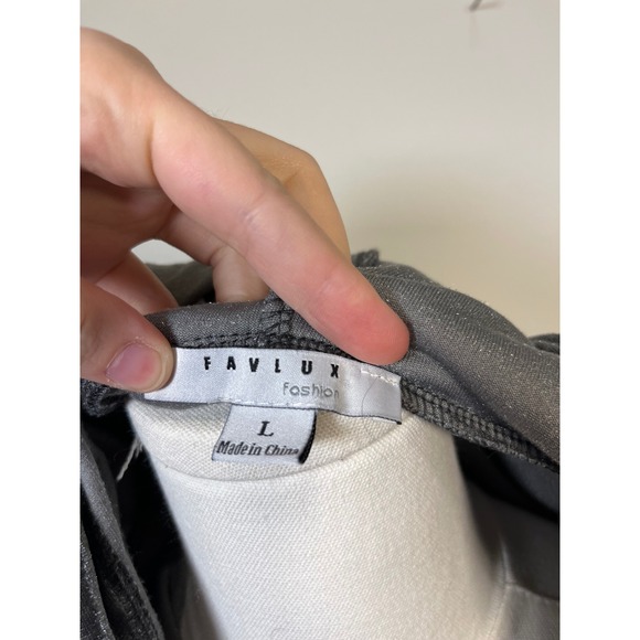 FAVLUX Fashion Women's Gray Velvet Quarter Zip Hoodie Size L - Picture 5 of 7